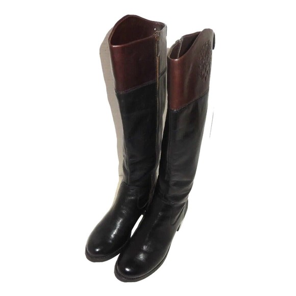 Vince Camuto Duke Women's 7B Tall Leather Riding Boots Side Zip Black Brown - Picture 6 of 11